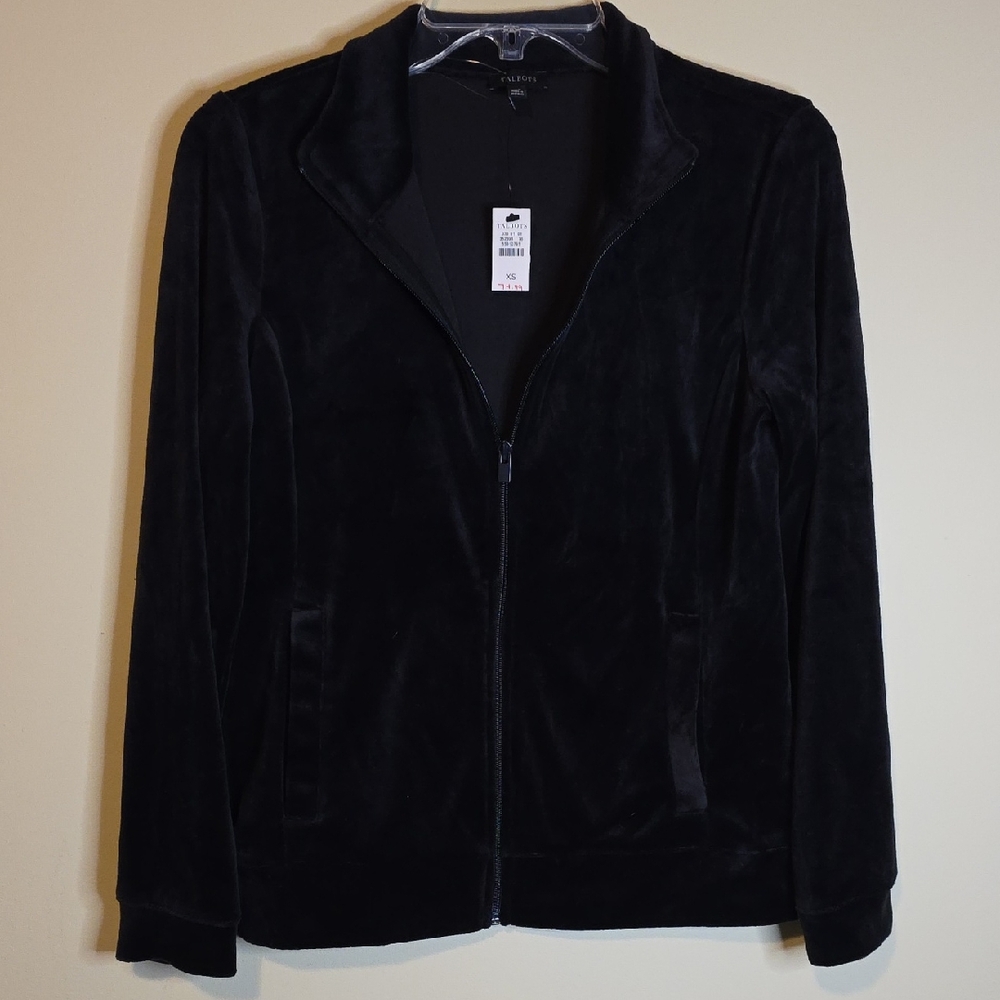 Talbots Black Cotton Velvet Track Jacket. Black. XS. NWT